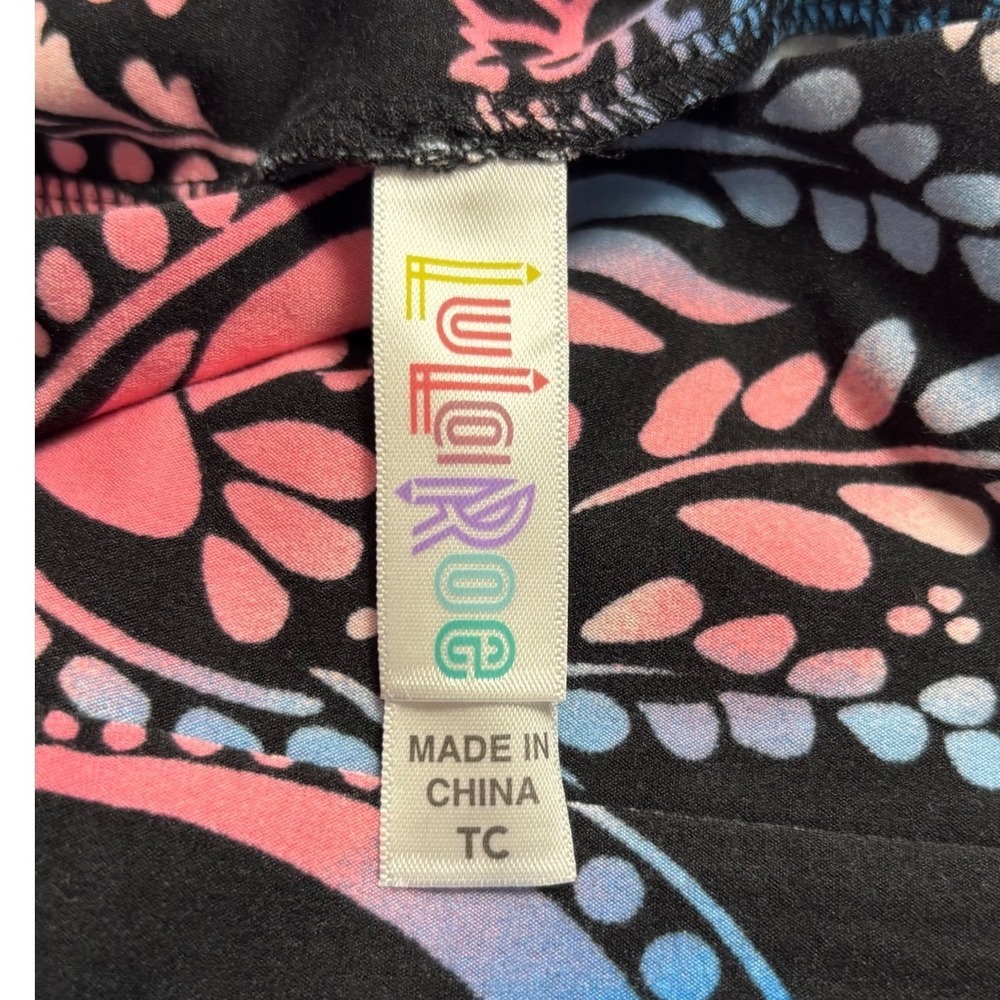 LuLaRoe Womens Leggings Size TC Black Blue Pink Mandala Paisley Tall & Curvy NWT - Picture 2 of 3
